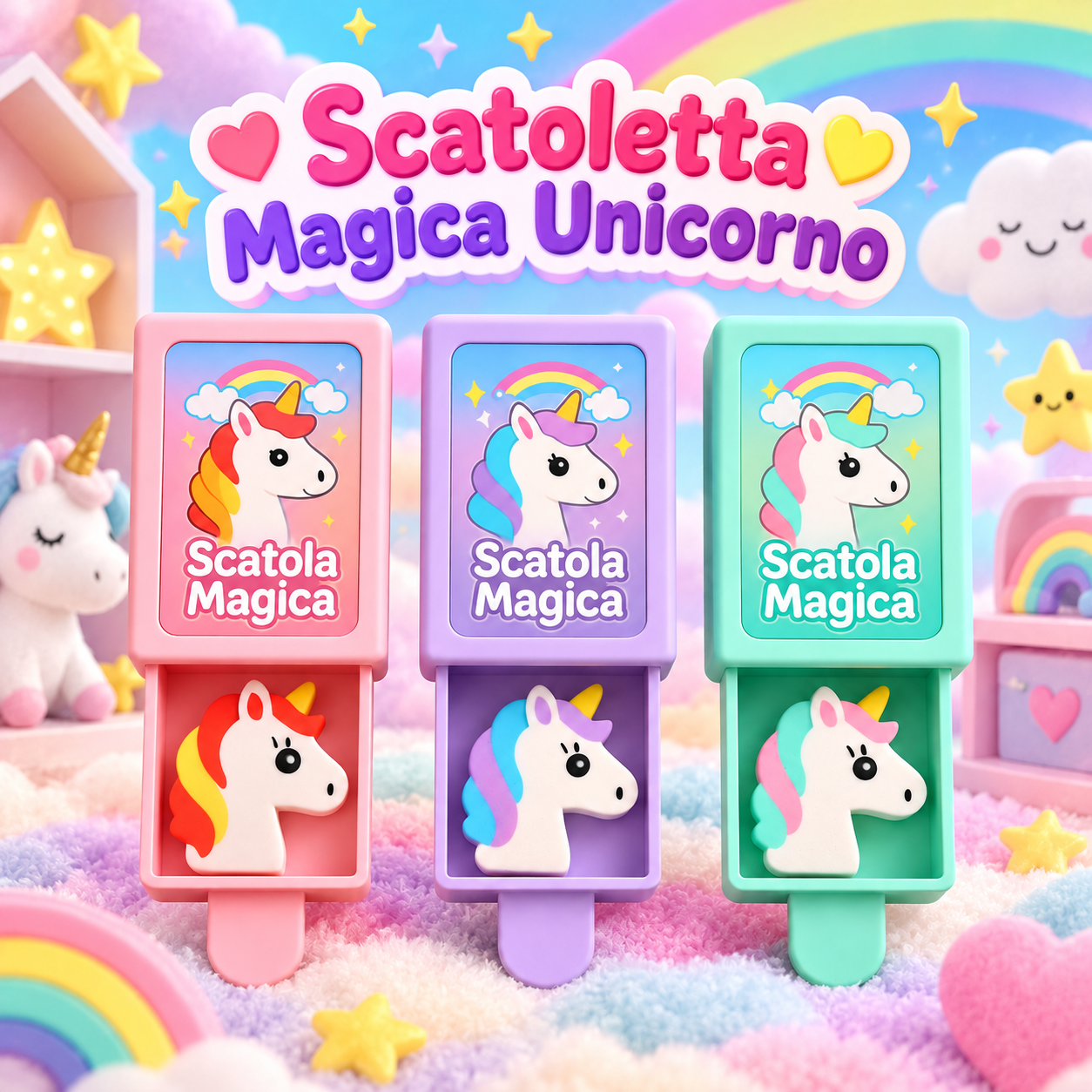 Scatoletta Magica Unicorno 6 cm – Sorprese per Uova di Pasqua – immagine ambientata