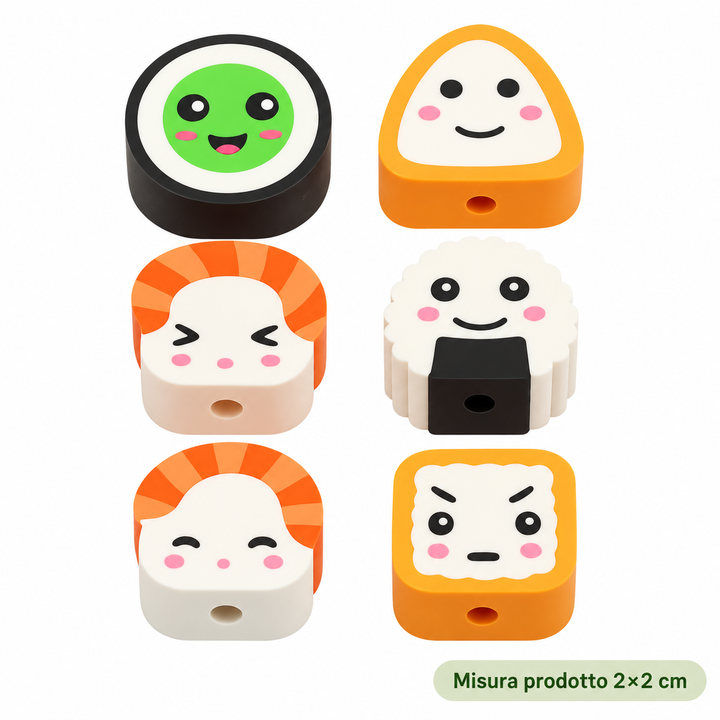 Gomma Topper Sushi 2×2 cm – Sorprese Sushi per Uova di Pasqua