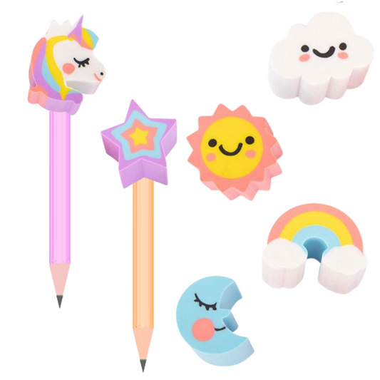 GOMMA + MATITA CON TOPPER MONDO UNICORNO 15CM
