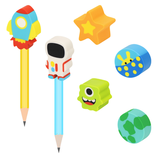 GOMMA + MATITA CON TOPPER SPAZIALI 15CM