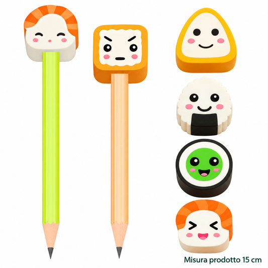 Gomma Matita con Topper Sushi 15 cm – Sorprese per Uova di Pasqua – immagine principale su sfondo bianco