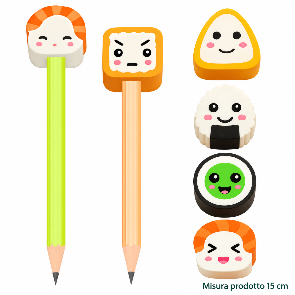 Gomma Matita con Topper Sushi 15 cm – Sorprese per Uova di Pasqua – immagine principale su sfondo bianco