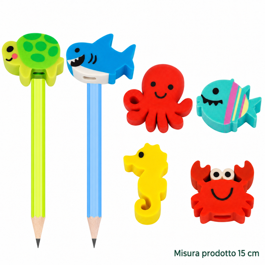 Gomma Matita con Topper Animali del Mare 15 cm – Sorprese per Uova di Pasqua – immagine principale su sfondo bianco