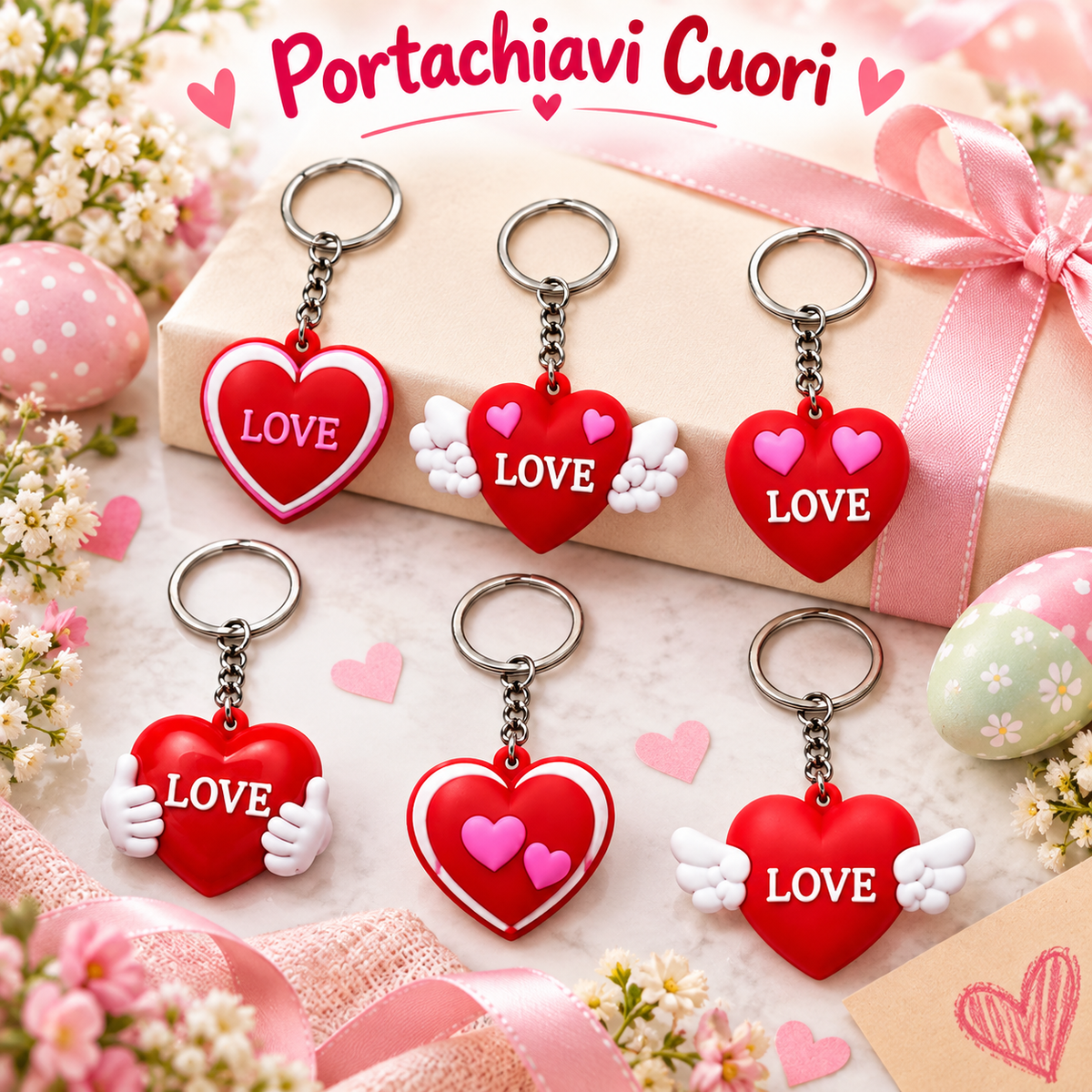 Portachiavi Silicone Cuori Ass – immagine ambientata