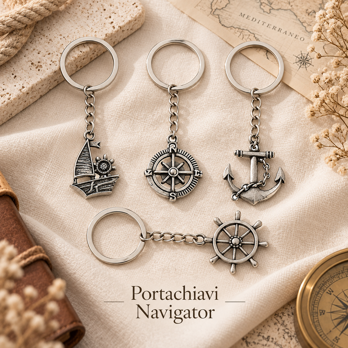 Portachiavi in Metallo “Navigator” 10 cm – Sorprese per Uova di Pasqua – immagine ambientata