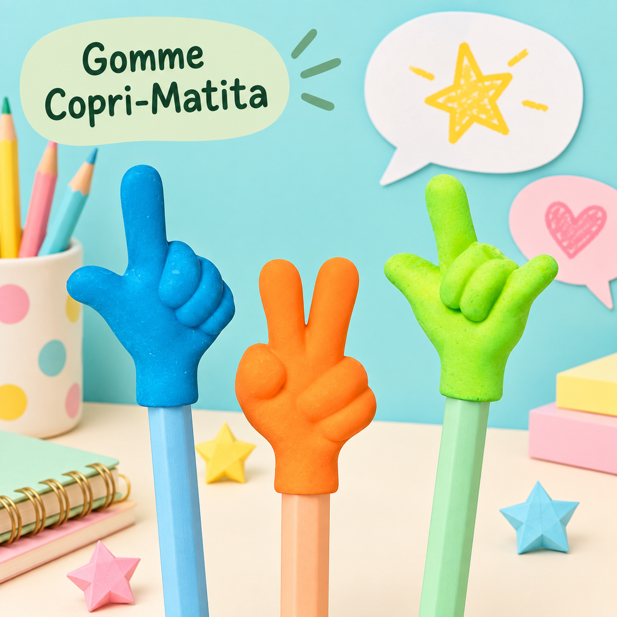Gomma Copri-Matita Mano – immagine ambientata