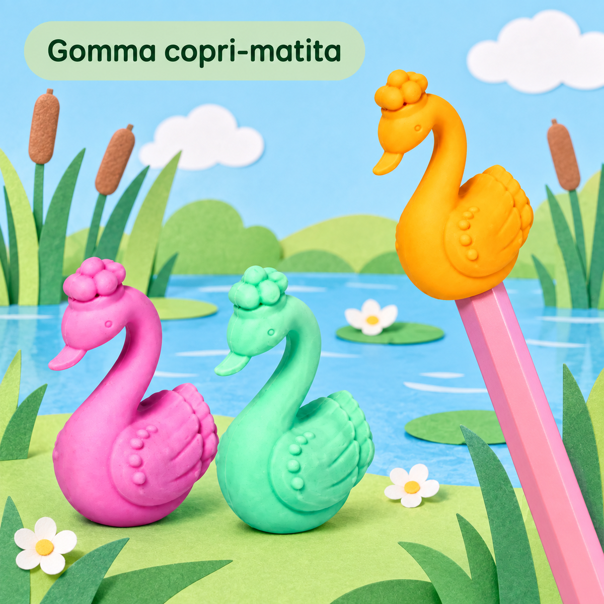 Gomma Copri-Matita Cigno – immagine ambientata
