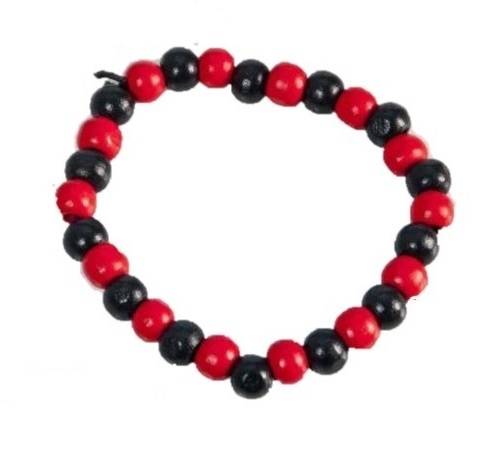 BRACCIALE PALLINE LEGNO ROSSO NERO