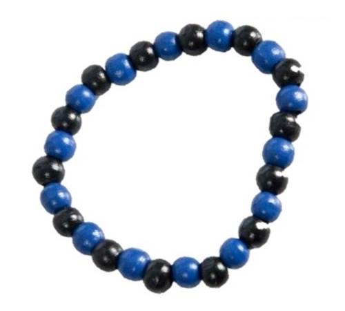 BRACCIALE PALLINE LEGNO NERO BLU