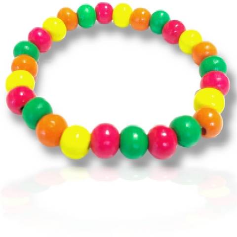 BRACCIALE PALLINE LEGNO FLUO