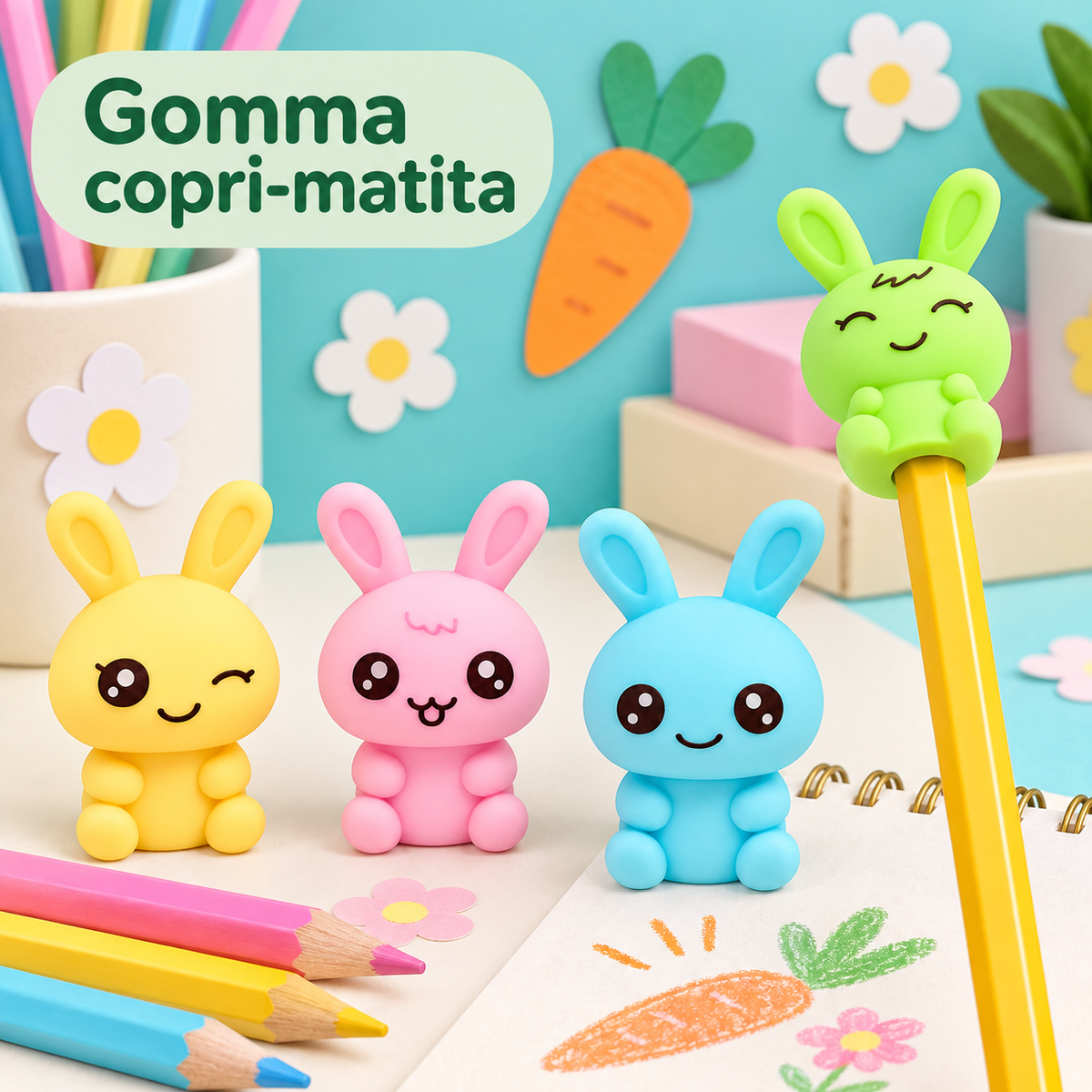 Gomma Coniglio Copri-Matita – immagine ambientata