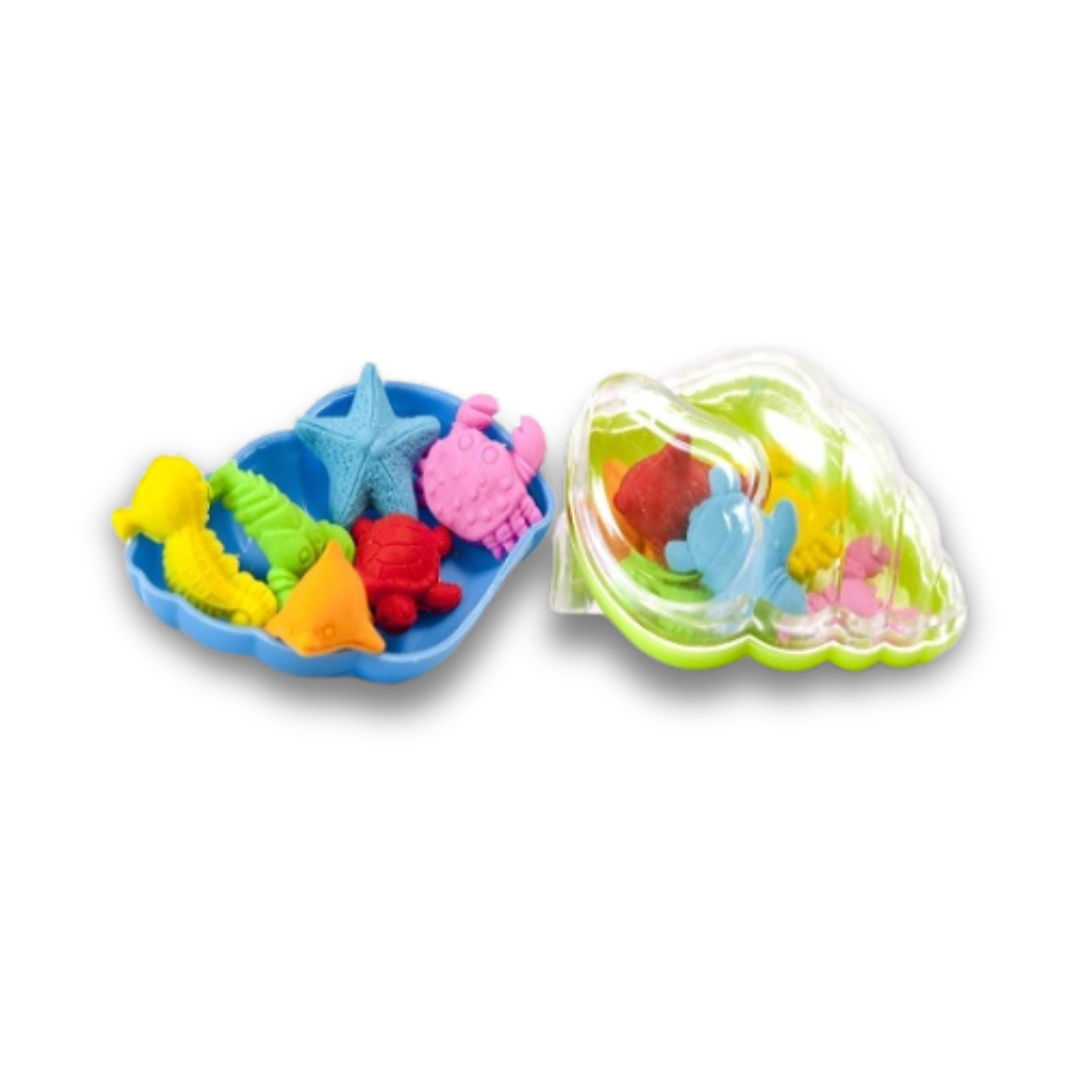 SCATOLA CONCHIGLIA 6 GOMMINE 7X4 CM