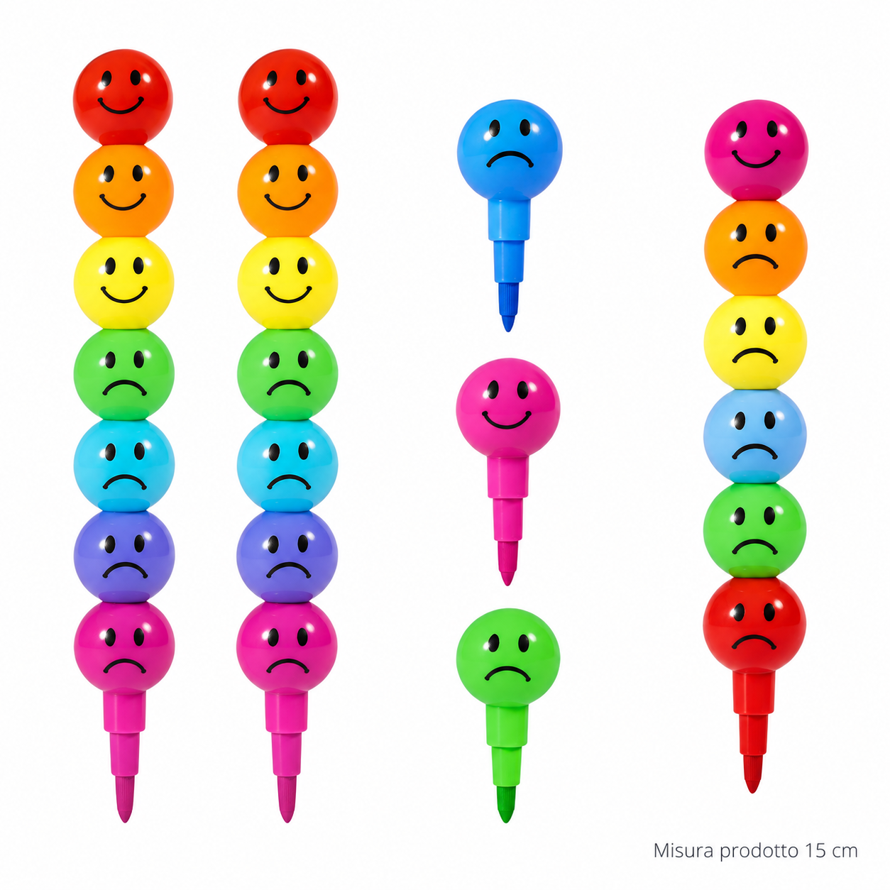 Pastello a Cera Smile – 7 Colori, 15 cm – Sorprese per Uova di Pasqua – immagine principale su sfondo bianco