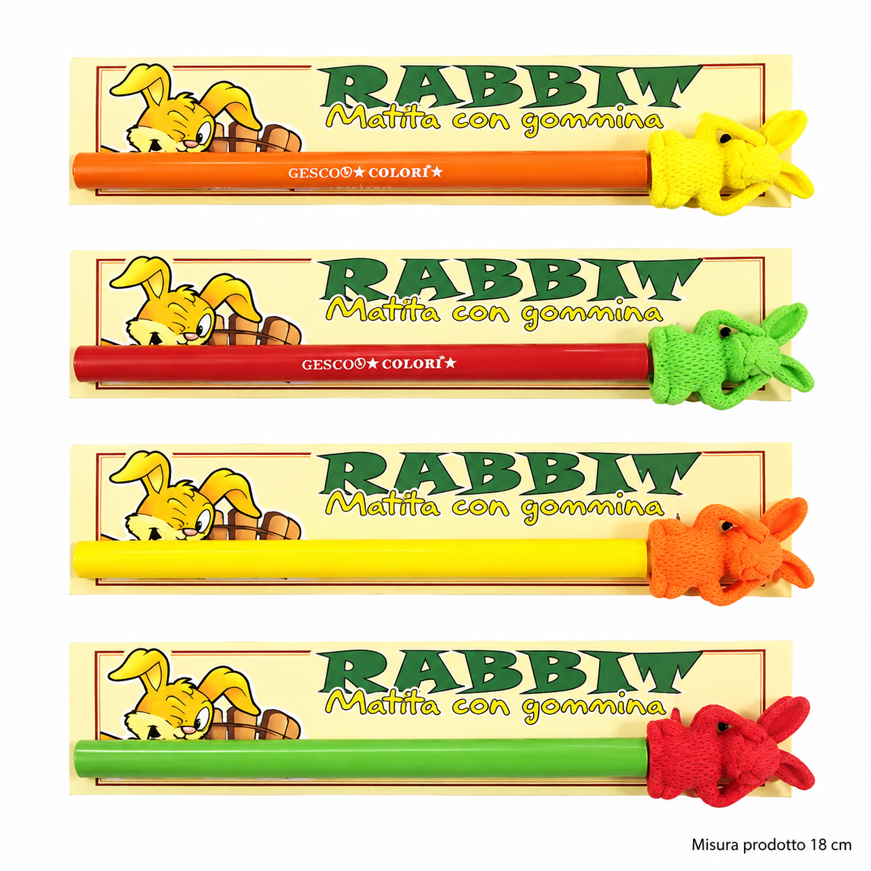 Matita con Gomma Coniglietto Assortita – Sorprese per Uova di Pasqua – immagine principale su sfondo bianco