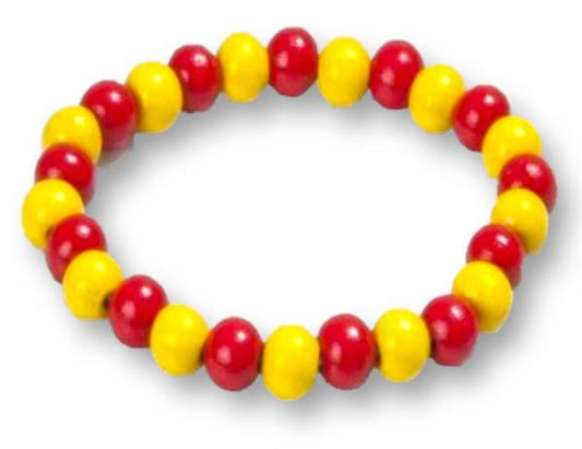 BRACCIALE PALLINE LEGNO GIALLO ROSSO