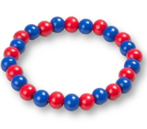 BRACCIALE PALLINE LEGNO ROSSO BLU