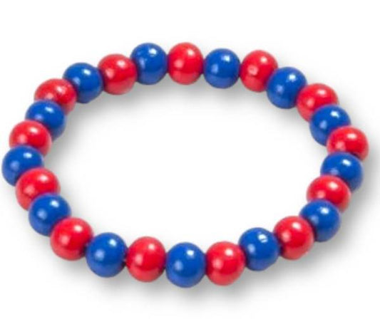 BRACCIALE PALLINE LEGNO ROSSO BLU