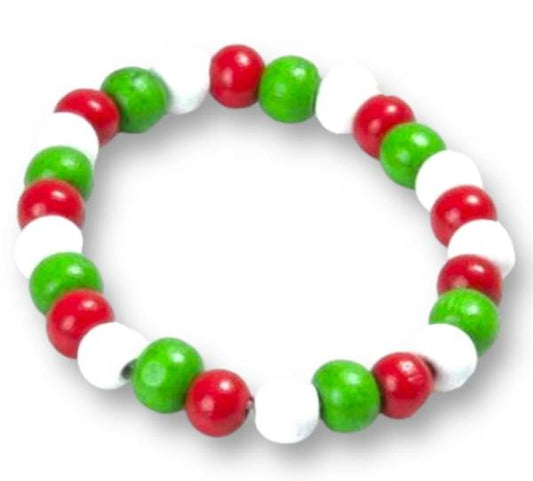 BRACCIALE PALLINE LEGNO TRICOLORE