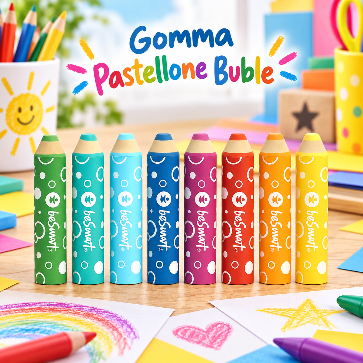 Gomma Pastellone Buble 7 cm – Sorpresa per Uova di Pasqua – immagine ambientata