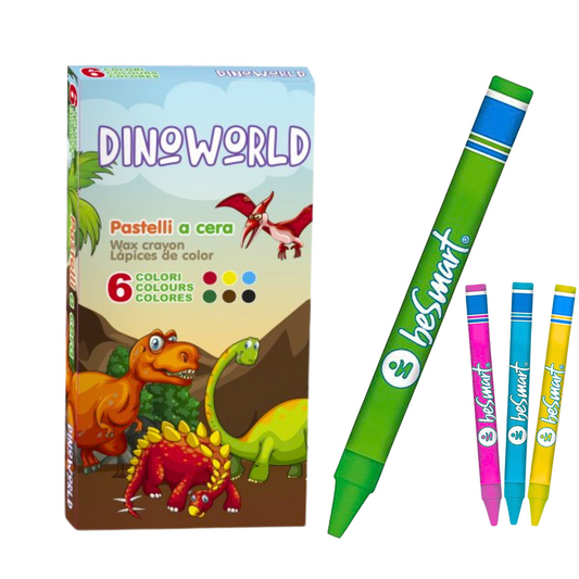 BOX 6 PASTELLI CERA DINOWORLD