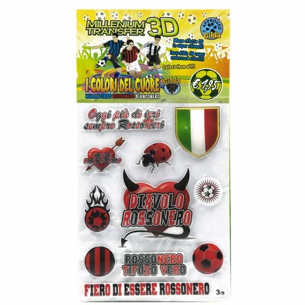 STICKERS ADESIVI FORZA ROSSONERI 13X10