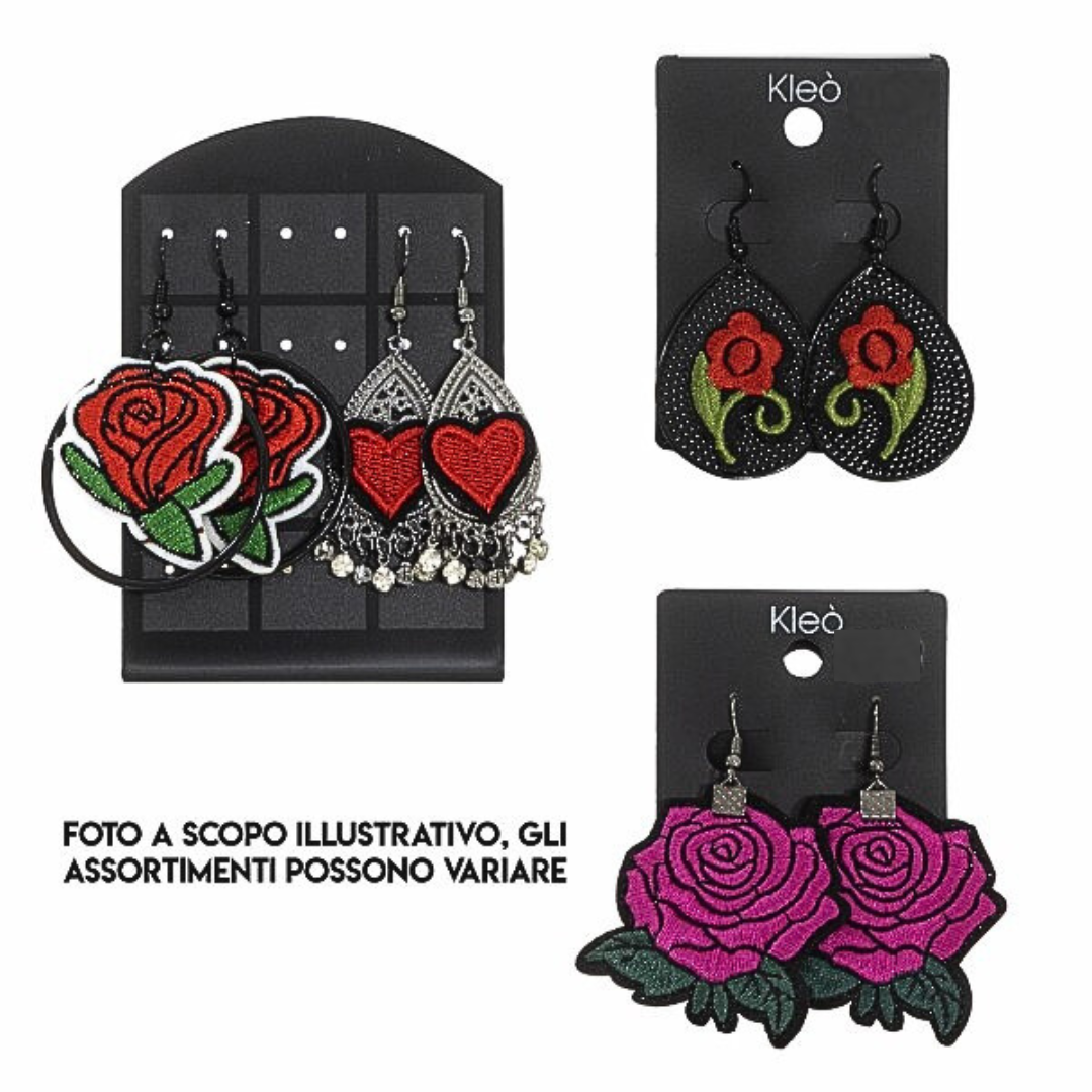 ORECCHINI FIORI STOFFA BLACK EDITION ASSORTITI