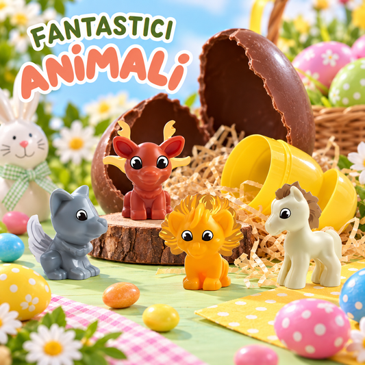Bussolotto Fantastici Animali Assortiti – Sorprese per Uova di Pasqua – immagine ambientata