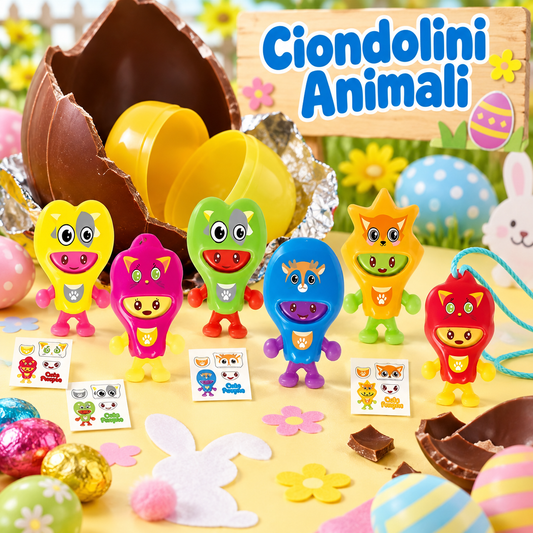 Bussolotto Ciondolini Animali Assortiti – Sorprese per Uova di Pasqua – immagine ambientata