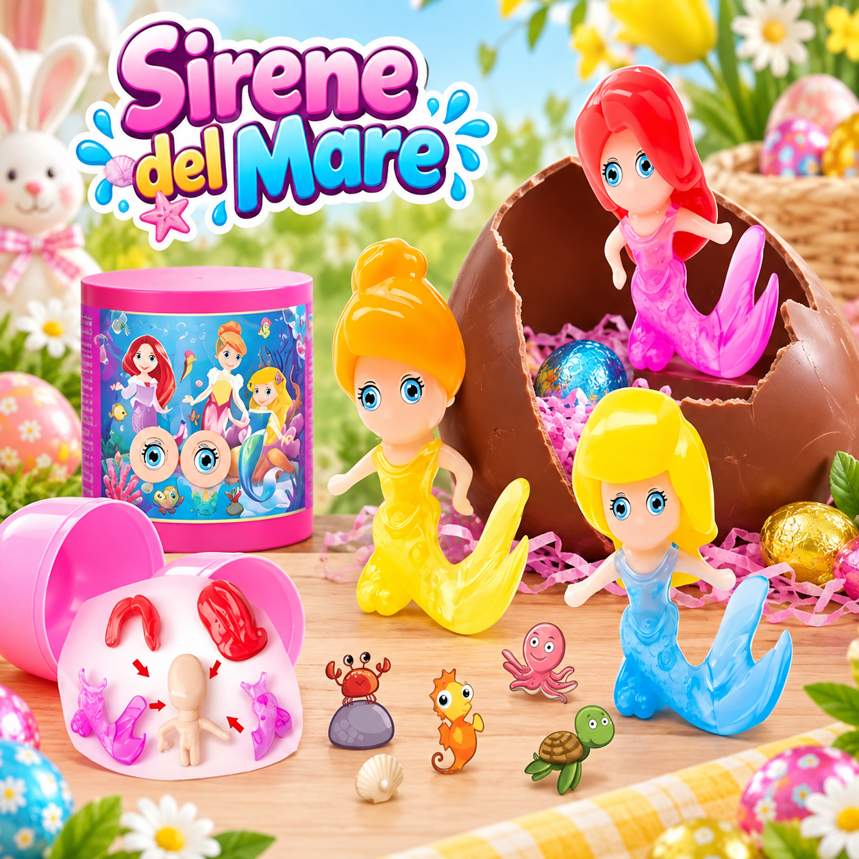 Bussolotto Sirene del Mare Assortiti – Sorprese per Uova di Pasqua – immagine ambientata