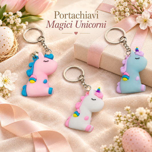 Portachiavi Silicone Magici Unicorni – Sorprese per Uova di Pasqua – immagine ambientata