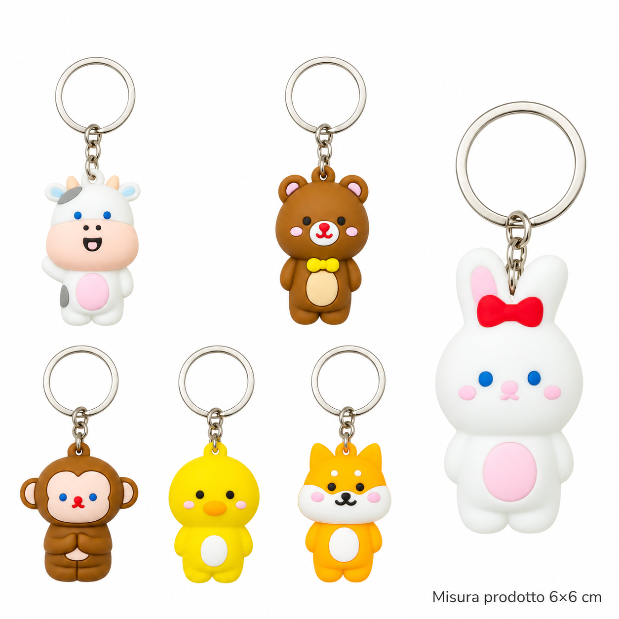 Portachiavi Silicone Kawaii Farm 6×6 cm – Sorprese per Uova di Pasqua – immagine principale su sfondo bianco