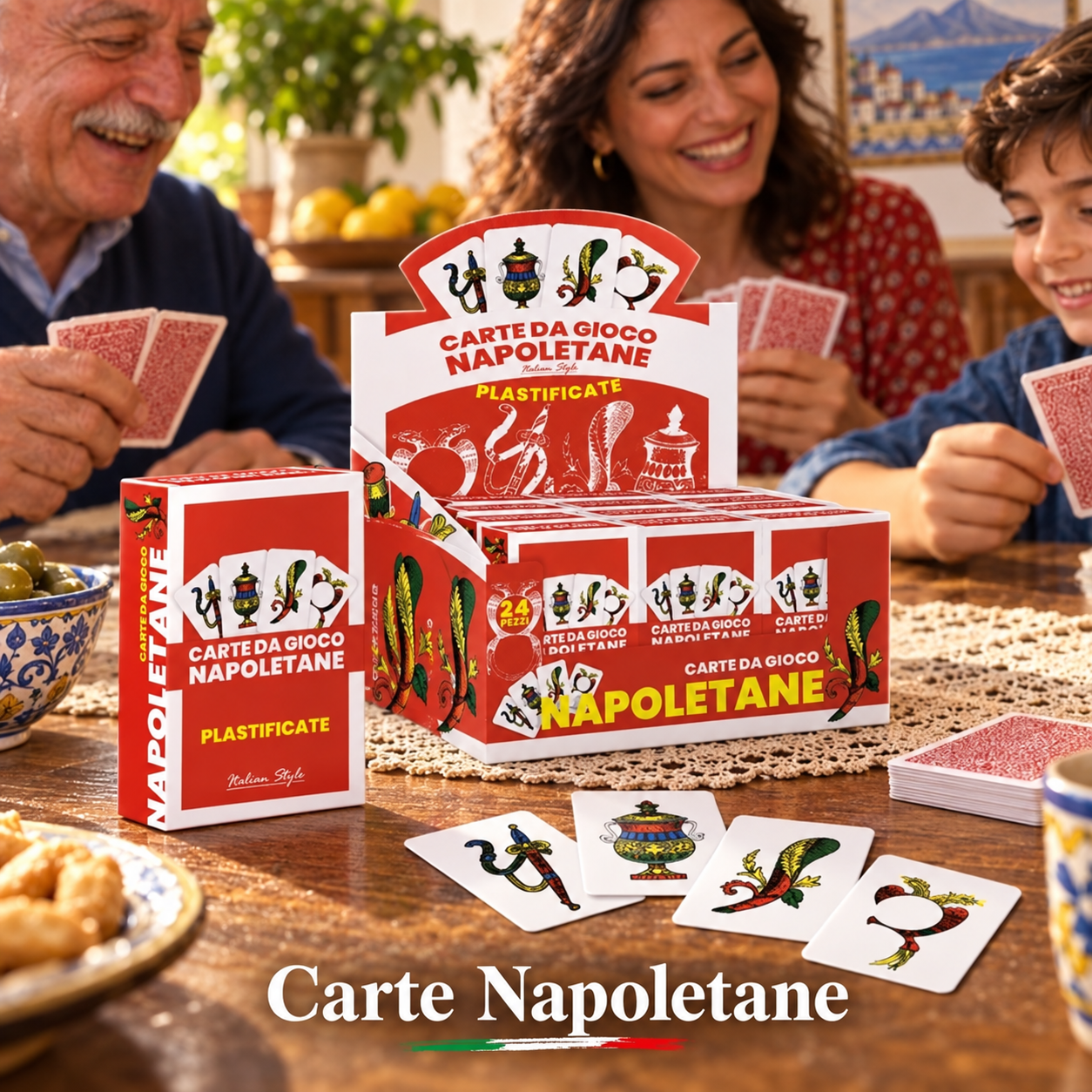 Carte da Gioco Napoletane - Sorprese per Uova di Pasqua – immagine ambientata