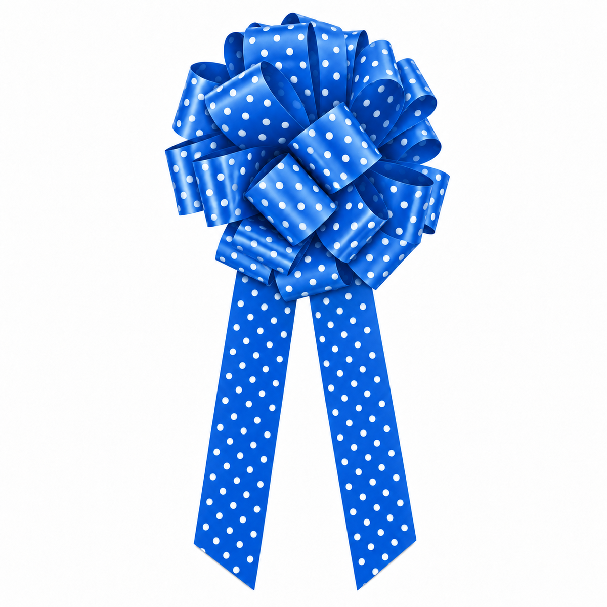 Fiocco 31x95 a pois blu con code lunghe – immagine prodotto su sfondo bianco
