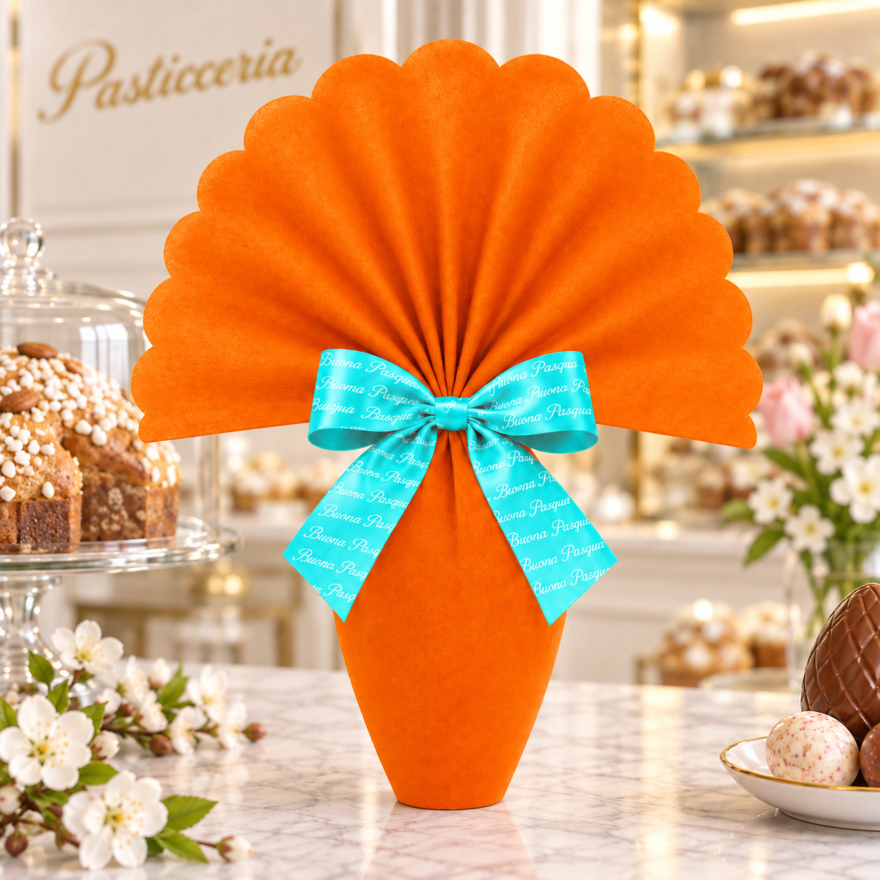 TNT TONDO SMERLATO D.100 ARANCIONE – immagine ambientata in pasticceria