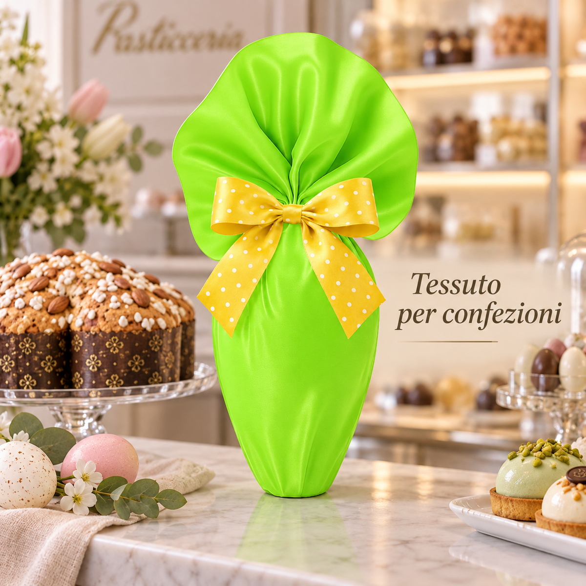 TESSUTO SATINATO VERDE D.100 – immagine ambientata