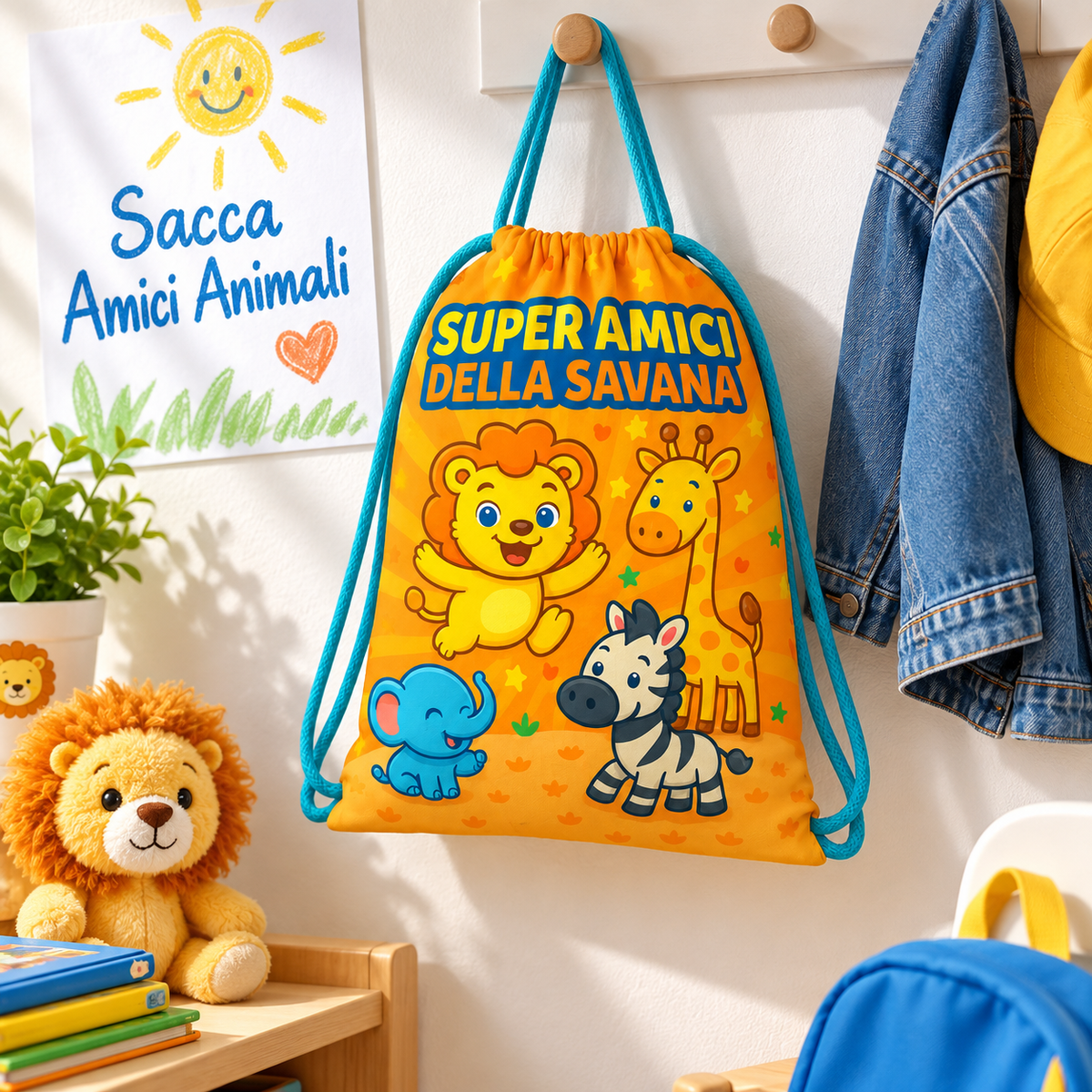 SACCA TEMPO LIBERO AMICI ANIMALI 42X35 – immagine ambientata