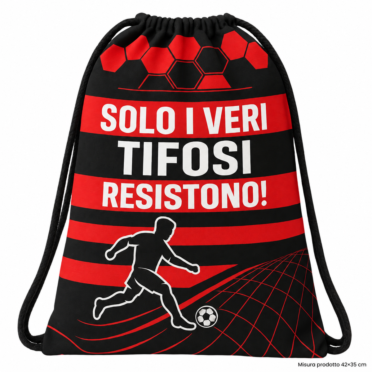 SACCA TEMPO LIBERO ROSSO NERO 42X35 – immagine principale su sfondo bianco