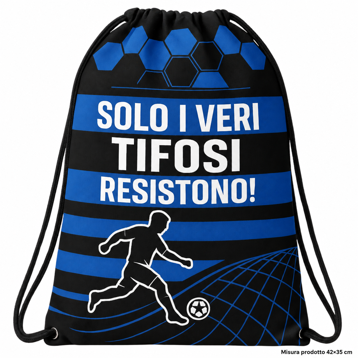 SACCA TEMPO LIBERO NERO AZZURRO 42X35 – immagine principale su sfondo bianco