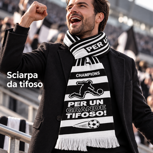 SCIARPA POLY TIFOSO NERO BIANCO 18X130 – immagine ambientata