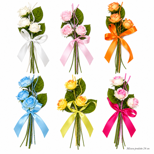 Pick 3 Roselline Bocciolo 9 Colori Cm 24 – immagine principale su sfondo bianco