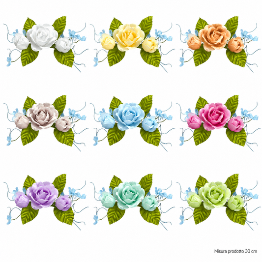 TRALCIO 3 ROSE SATIN  9 COLORI CM 30 – immagine principale su sfondo bianco
