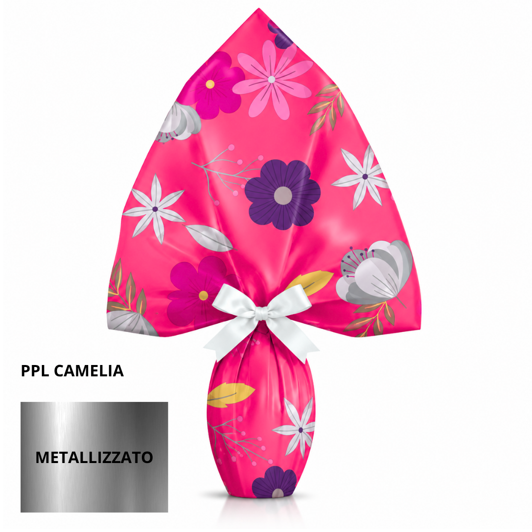 Incarto PPL 300X300 CAMELIA FUXIA metallizzato per uova di Pasqua