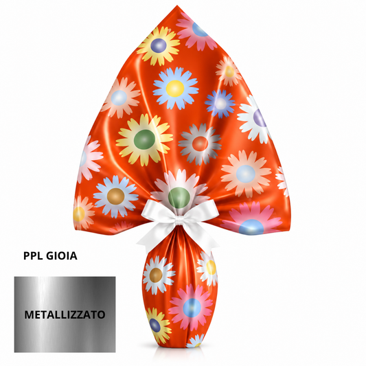 Incarto PPL 280X280 GIOIA ARANCIO metallizzato per uova di Pasqua