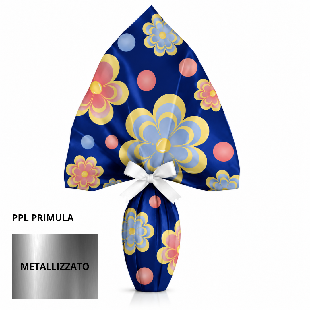 Incarto PPL 300X300 PRIMULA BLU metallizzato per uova di Pasqua