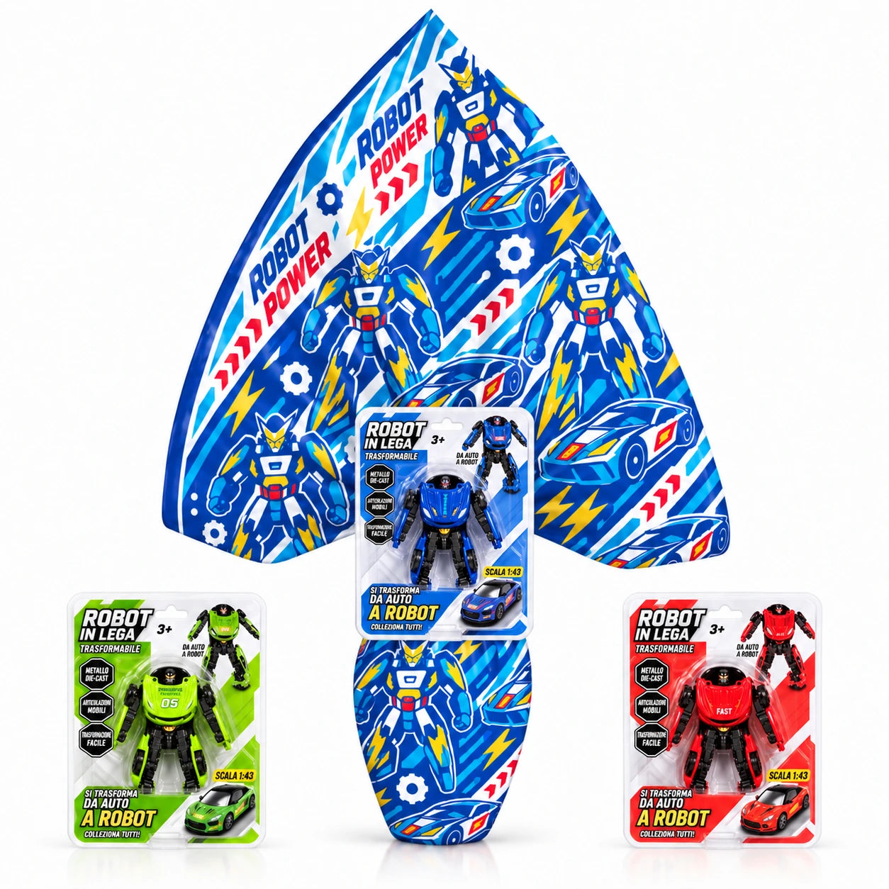 Uovo di Pasqua Robot Power blu con robot trasformabili